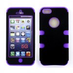 Wholesale iPhone 5 5S Hard Hybrid Case (Black-Purple)